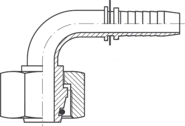 DKOL DN 38 42L M 52 x 2,0 24° Konus 90° Bogen