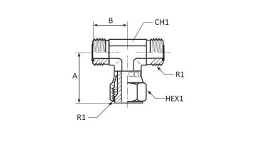 Preview: EVT 1 7/16" ORFS einstellbare T-Verschraubung, Edelstahl 1.4571