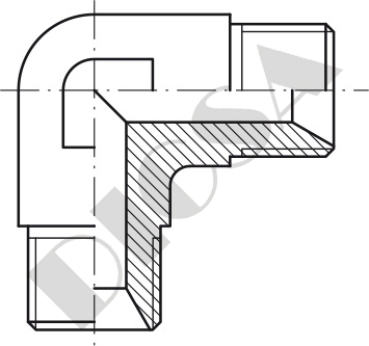 W 3/4" BSP Winkelverschraubung, Edelstahl 1.4571