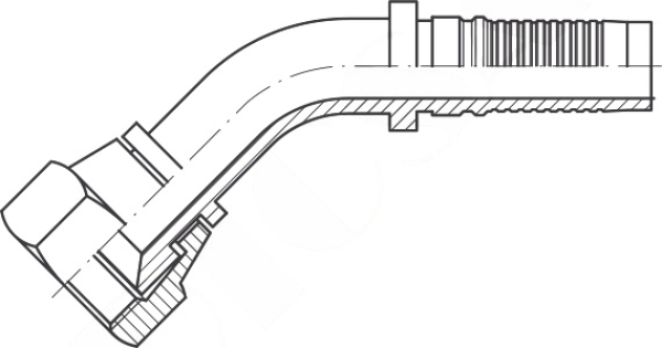 DKJ DN 38 1 7/8"-12 UNF-Innengewinde 45°Bogen, Interlock