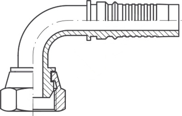 DKOR DN 38 1 1/2"-11 BSP-Gewinde 90°Bogen mit O-Ring, Interlock
