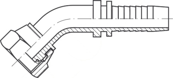 DKOR DN 51 2"-11 BSP-Gewinde 45°Bogen mit O-Ring