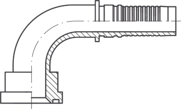 SAE-Flanscharmatur DN 19-47,6 1" 90° Bogen, 6000 PSI Interlock