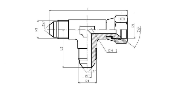 EVL 7/8" UNF (JIC) einstellbare L-Verschraubung
