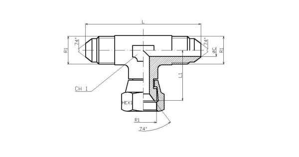 EVT 7/16" UNF (JIC) einstellbare T-Verschraubung