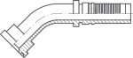 SAE-Flanscharmatur DN 19-41,3 3/4" 45° Bogen, 6000 PSI, Interlock